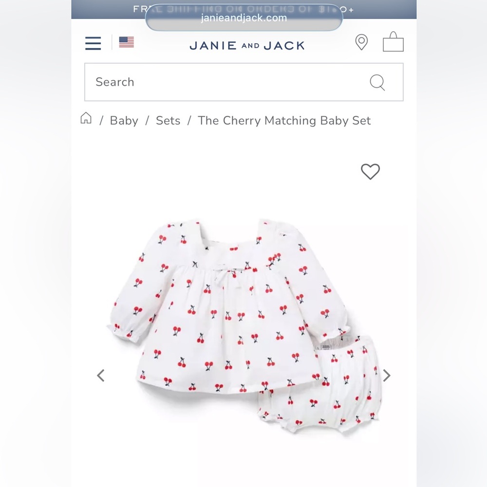 Janie and Jack Cherry Matching Baby Set